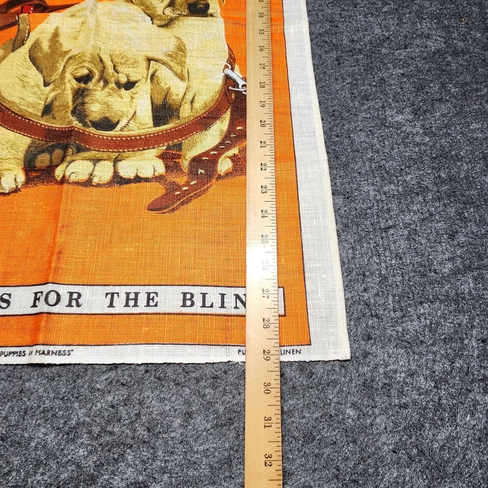 Dunmoy Vintage Pure Irish Linen Tea Towel Wall Art Puppies in Harness Guide Dog